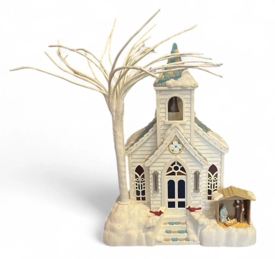 Batería de fibra óptica Avon Holiday Splendor 2001 vintage o pesebre de iglesia enchufable  Foto 4 de 4