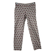 J.Crew Medallion Ankle Slim Pants Women Size 00 Gray Brown Pink Side Zip Stretch