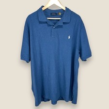 Polo Ralph Lauren Polo Shirt Mens 2XB Big Blue White Pony 100 Cotton Knit