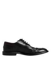 Dolce & Gabbana Black Leather Derby Wingtip Formal Men's Shoes Authentic