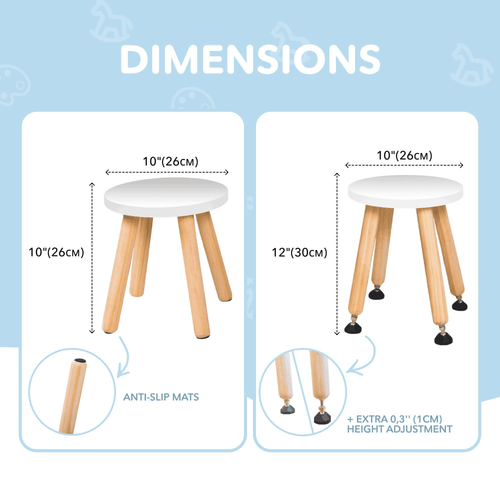 Wooden Step Stool for Kids and Toddlers Set of 2 White Extendable Legs - Picture 2 of 7