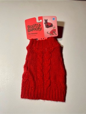 Boots & Barkley Red Cable Knit Pet Sweater NWT XS Size See Chart Up to 10 Lbs