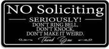 No Soliciting Sign for House /Office,No 9 X 4 inch, Black-No