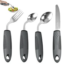 Weighted Adaptive Utensils, 4 Pcs Adaptive Utensils for Hand Tremors and Park...