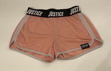 Justice Girls Athletic Mesh Shorts Coral Size 12/14 Lightweight Sports