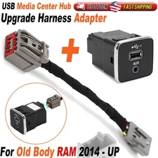 For 2014+ Ram Classic Carplay USB Media Center Hub + Upgrade Harness Adapter Kit