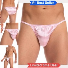 Men's Satin Tanga Bikini Briefs Panties Low Rise Polyester Underwear Silky
