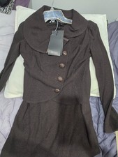 St. John Collection Brown Knit Skirt Suit Set Jacket  Skirt Size 2 NWT Luxe Tex