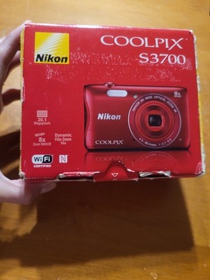 Nikon Coolpix S3700 Red Digital Camera 8x Wide Optical Zoom VR