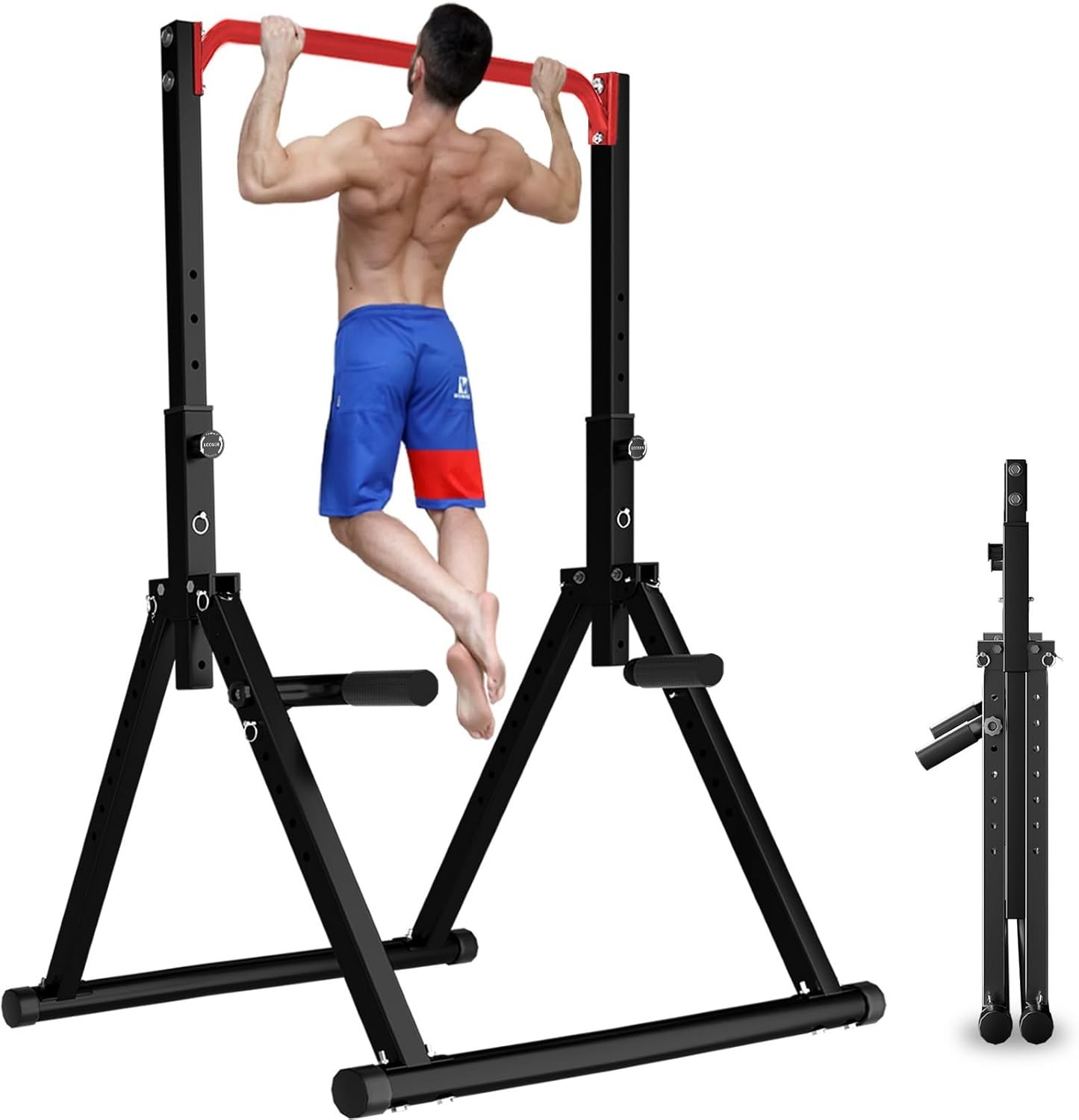 Power Tower Pull Up Bar Free Standing Adjustable Foldable Pull Up Station Home