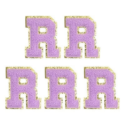 Chenille Letter Patches 2.2'' Letter R Embroidered Patch (Purple, Pack of 5)