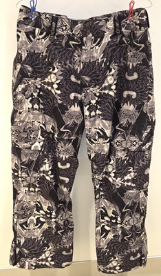 Bonfire Snowboard Co Black Gray Graphic Design Oversized Pants Men's Size Medium
