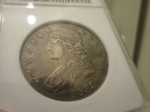REALLY OLD 1833 CAPPED BUST HALF DOLLAR ANACS OLD SMALL HOLDER EF- 45 O-106 - Picture 3 of 10