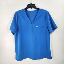 FIGS Technical Collection Scrub Top XL Royal Blue V Neck One Pocket