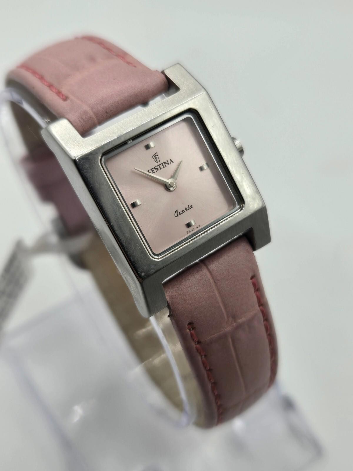 Festina Pink Ladies' Stainless Steel Silver Leather Watch