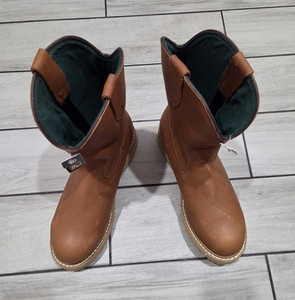 Georgia Wellington Men's Brown Leather Pull-On Ankle Boots Round Toe US 10 D