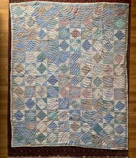 1940  s Vintage Heavy Patchwork Quilt Pastels Hand Quilted