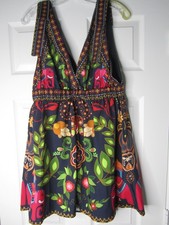 Shein Tropical Print Sundress Size XL Black Red Green Dress