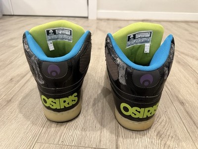 Esora Osiris NYC83 Size 12 Black Blue Orange Heat Trashed Skate Shoes