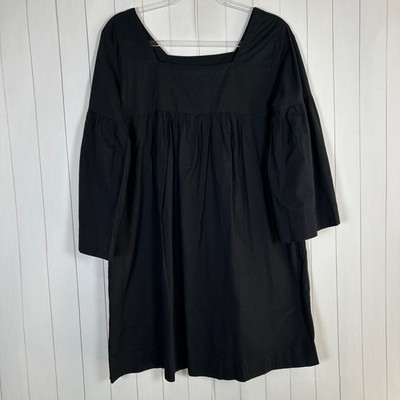 Natural Life size M black mini dress square neck A-line wide sleeve black cotton