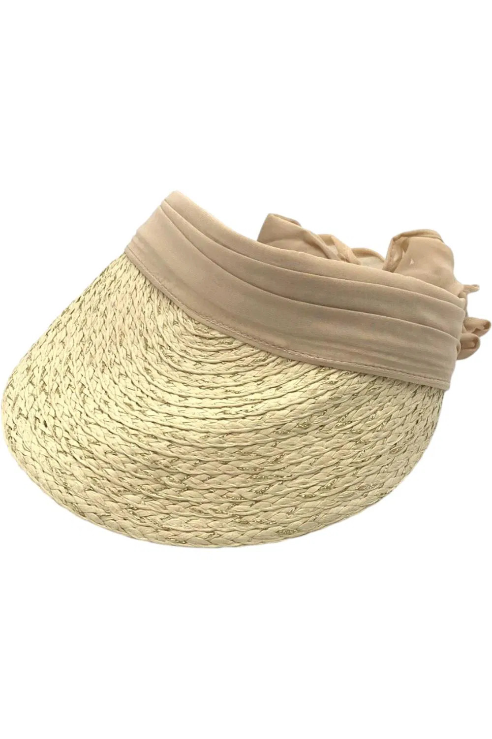 Vince Camuto Metallic Tie-Back Chiffon Visor Natural