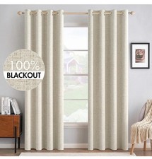 Miulee 100 Blackout 52 x72 x2 Linen Curtains 2 Panels Cream Sealed