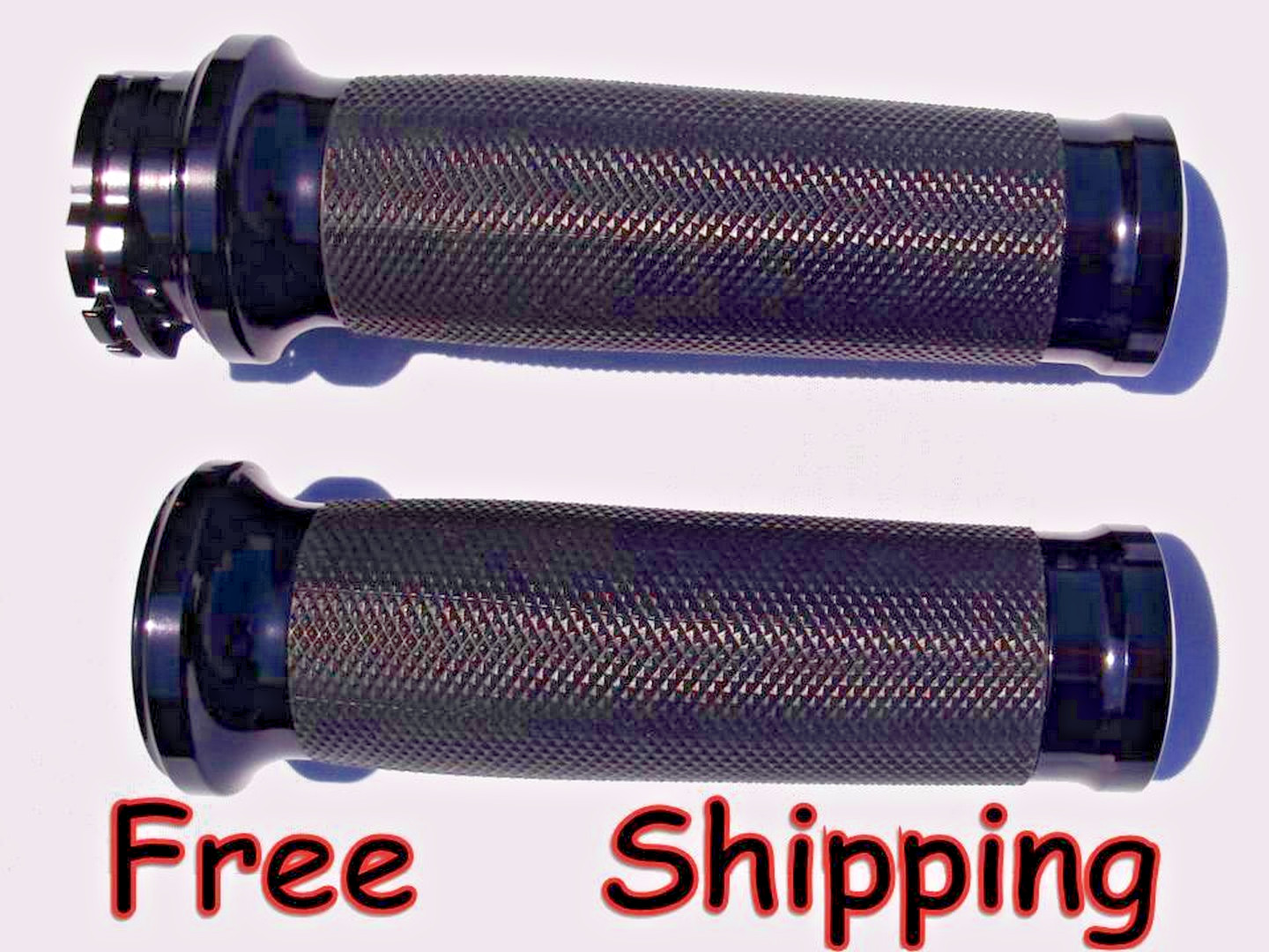 Black Anodized Tornado II Hand Grips for Twin Cable Throttle Harley CNCBillet Al
