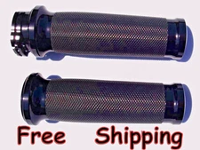 Black Anodized Tornado II Hand Grips for Twin Cable Throttle Harley CNCBillet Al