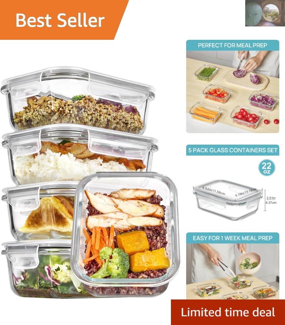 Versatile 5-Pack 22oz Glass Storage Containers with Snap Lids – Leakproof Design