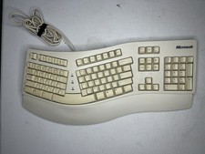 Vintage 1995 Microsoft Natural PS/2 Keyboard 59758 With Back Stand Works Tested