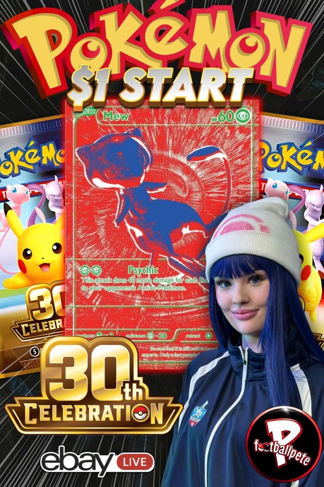 🎉$1 START POKEMON + 30th ANNIVERSARY🎉W/ PFOOTBALL