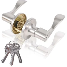 High-Security Stainless Steel Door Handle with Lock and Key Door Lever for Be...