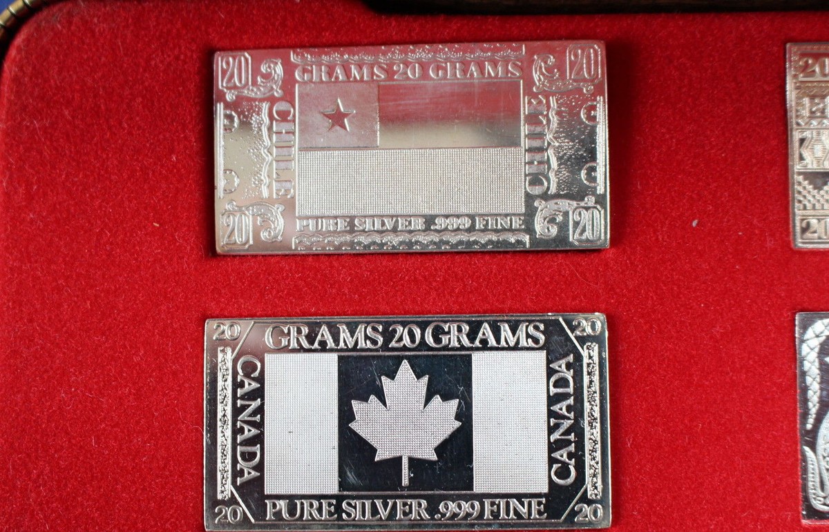 1973 The Silver Mint Silver Producing Nations 6 Ingot Set Silver