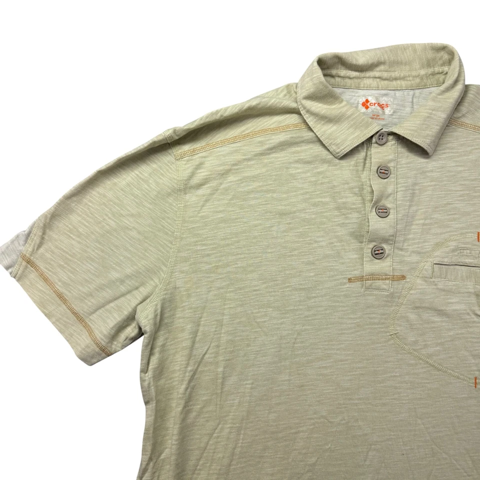 Camisa polo masculina Crocs verde média manga curta casual algodão bolso externo - Imagem 4 de 4