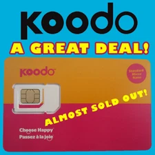 Koodo Multi Sim Card (Nano + Micro + Regular) 3G 4G LTE POSTPAID Lot of 10