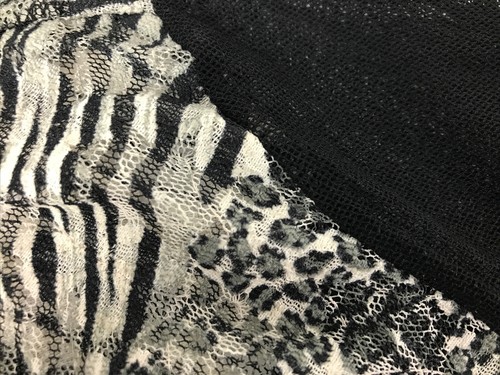 Susan Blake Jacket Black Size 16 White Animal Print Sheer Stretch Mesh Button - Picture 10 of 12