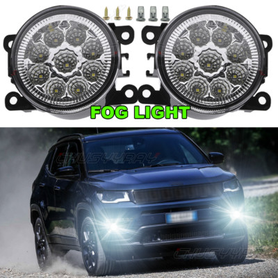 Pair Front Clear Fog Light For JEEP COMPASS 2017-2021 Bumper Driving Lamps