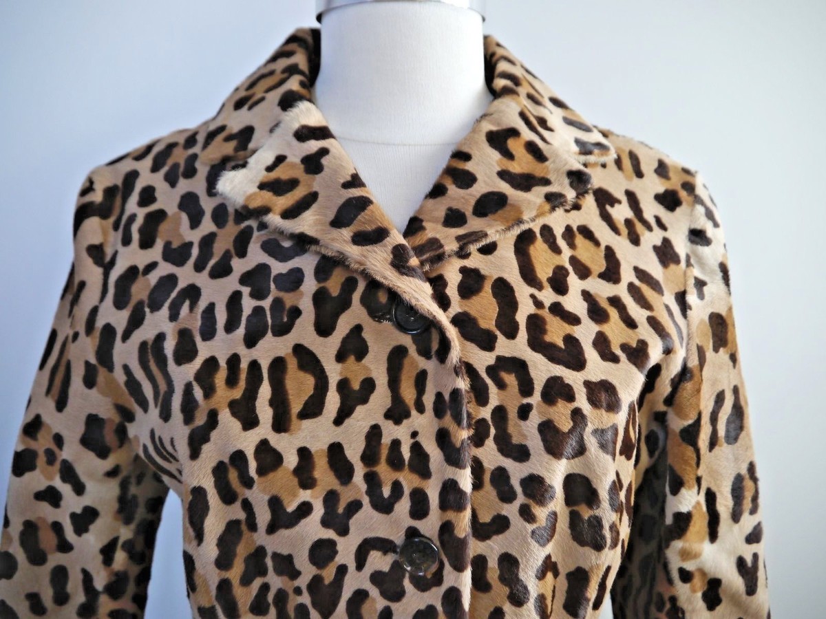 【送料&関税込】Dsquared2 Leopard Calf Hair Cropped Jacket Leopard Print Faux Fur Jacket, Short Women's Jacket in