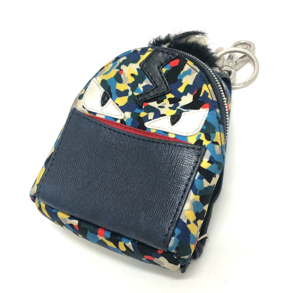 fendi mini backpack keychain Monster Charm - Luxury Used Designer Jewelry Fendis black grained leather backpack bag charm features the houses signature Selleria pick Fendi Mini Backpack Keychain -