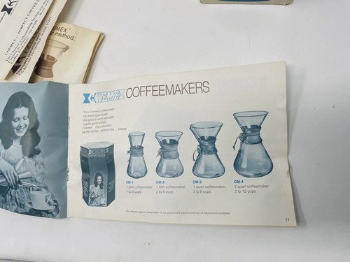 Caffettiera Chemex vintage anni 70 2-7 tazze CM-207 con scatola e manico manuale in plastica - Foto 20 di 20