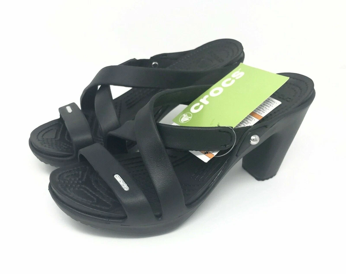 kaskade Meddele Ledningsevne Crocs Cyprus IV black heels sandals Womens size 11 &gt; NEW | eBay