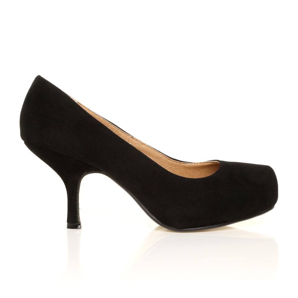 Sweet Suede Women's High Block Heel Court Shoes – Round Toe, Party Pumps – Sizes 3-8 UK