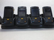 SET OF 4 MOTOROLA SYMBOL N410 BARCODE SCANNERS W/STYLUS AND CHARGING STATION