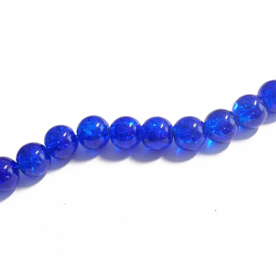 Glasperlen Crackle rund 8 mm blau ca. 105 Perlen Spacer nenad-design - Bild 4 von 4