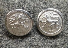 WWI German Bavarian Buttons in silver, unpainted 18MM Lion buttons 1 pair