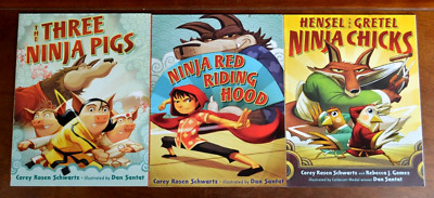 Lot 3 PB Corey Schwartz Dan Santat Fairy Tale Picture Book Ninja Pigs Chicks L24