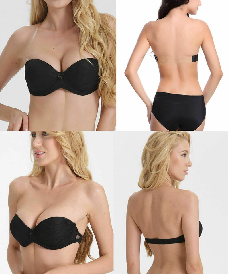 Sujetador push up con correa múltiple invisible transparente ropa interior perfecta para mujer 32-40CD Foto 3 de 4