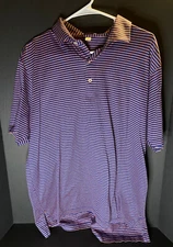Peter Millar Golf Pride Grips Polo Men's L Shirt Blue Striped Golfing Outdoors