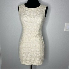 Forever 21 Ivory All Over Lace Sleeveless Mini Dress Size S