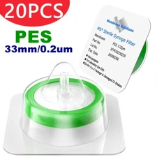 Simpure 20x Sterile PES Membrane Syringe Filters 0.22um Pore Size 33mm Diameter